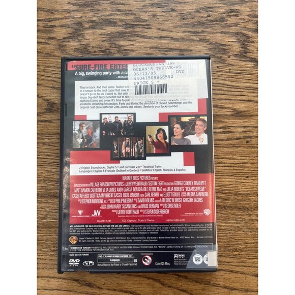 Ocean’s Twelve 2004 DVD Widescreen Edition George Clooney Brad Pitt Pre-Owned - Picture 2 of 4